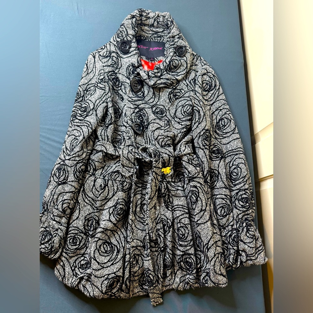 Betsey Johnson Nordstrom Rose Garden Tweed Pea Coat Jacket